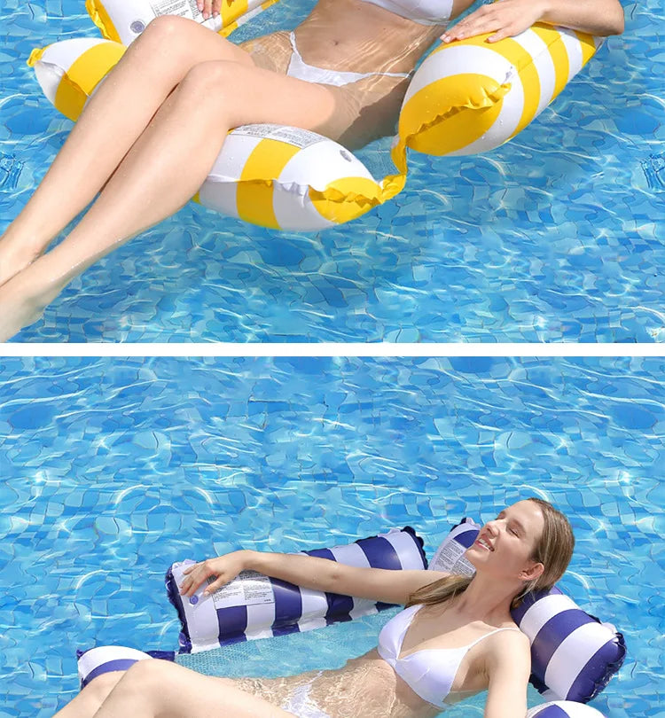 Striped Inflatable Pool Hammock for Adults