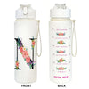 Front and back views of a white insulated straw tumbler for hydration