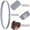 A gray non-slip elastic sport headband shown in various views, highlighting its breathable and sweat-absorbent features.