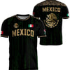 Black men's graphic t-shirt featuring the Mexican flag and national symbols on the back.