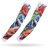 Arm sleeves featuring a vibrant design of fierce tigers and jungle foliage for sun and heat protection