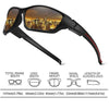 Black classic UV protection sunglasses shown with detailed measurements.