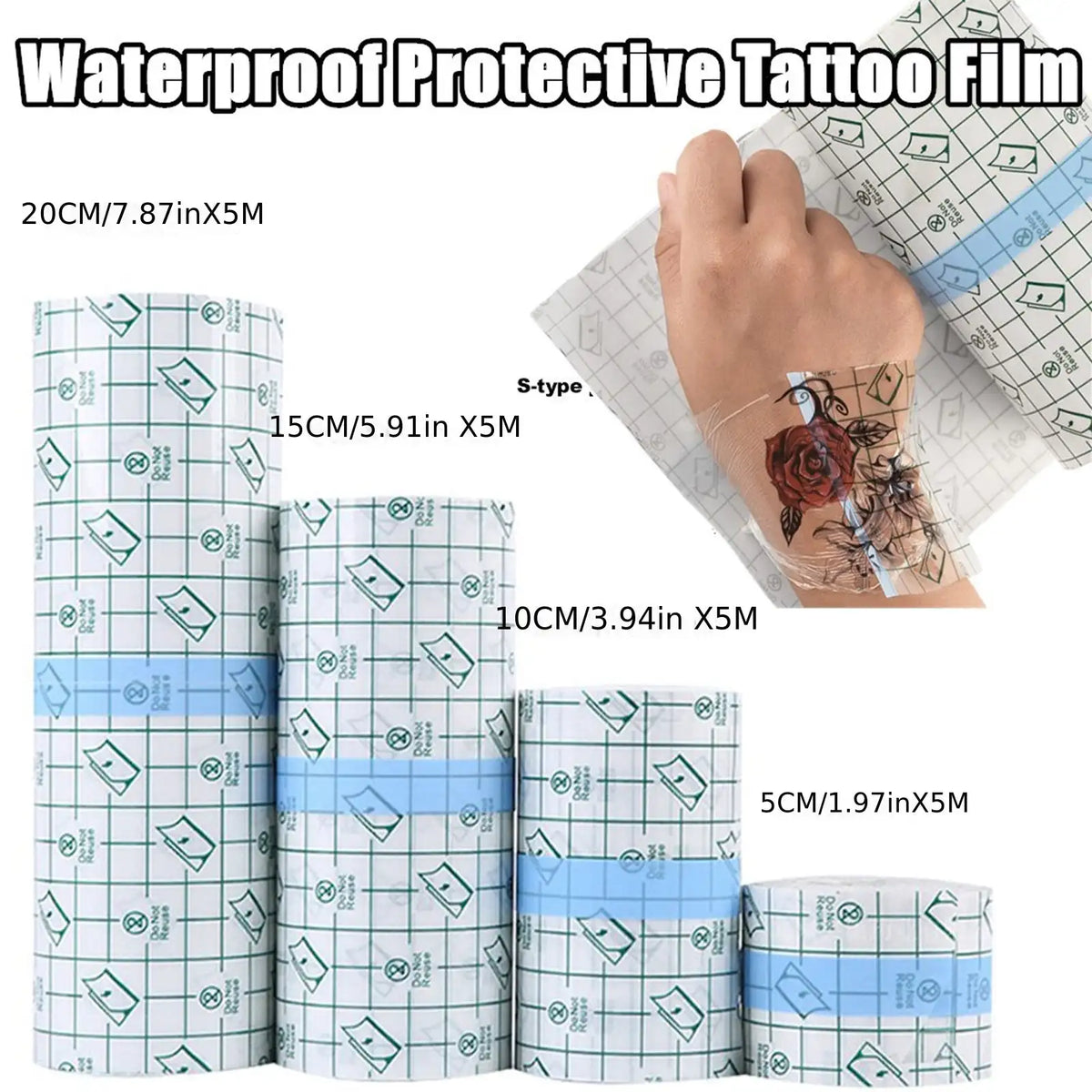 Rollen wasserdichter Schutzfilm für Tattoo-Klebebinden in verschiedenen Größen und Farben