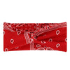 Red fabric wide headband with white and black bohemian print patterns