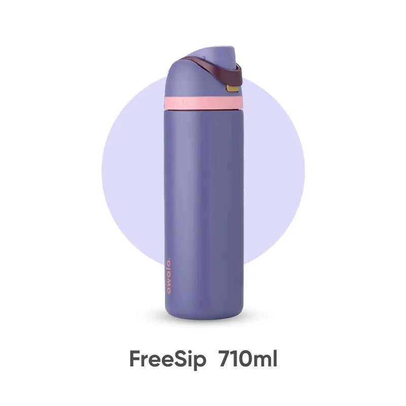 Lila FreeSip 710ml isolierte Wasserflasche mit Strohhalm