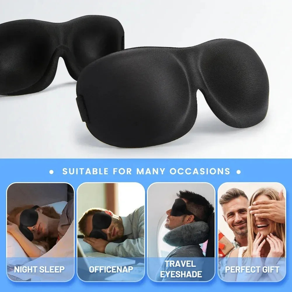 Black memory foam sleep mask suitable for night sleep, office use, travel, and as a perfect gift