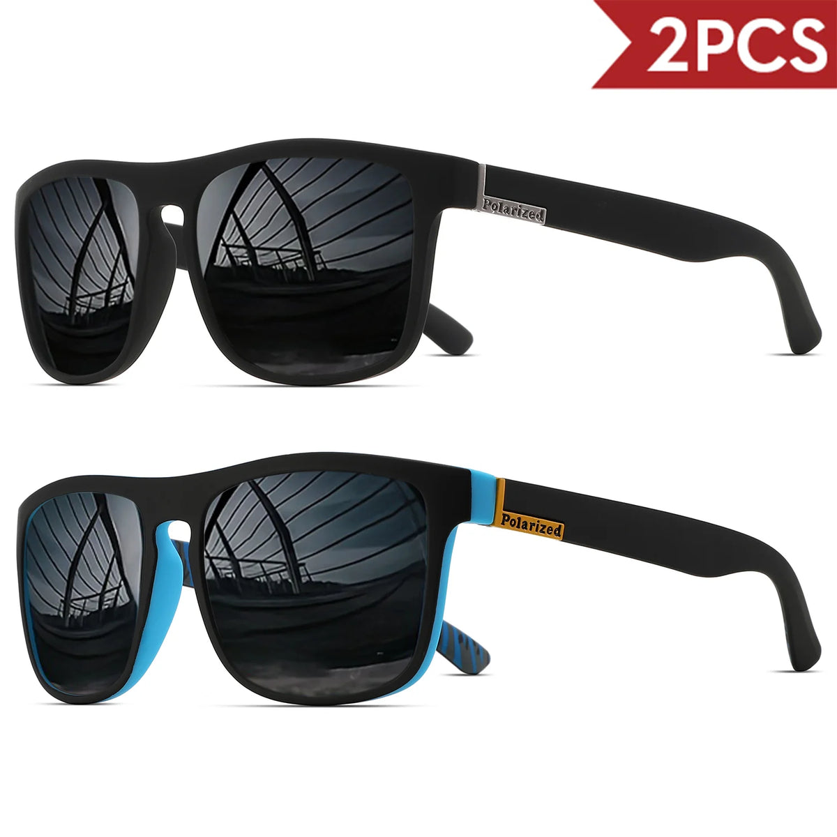 Classic Square Polarized Sunglasses - UV400 Protection for Driving, Fishing & Cycling