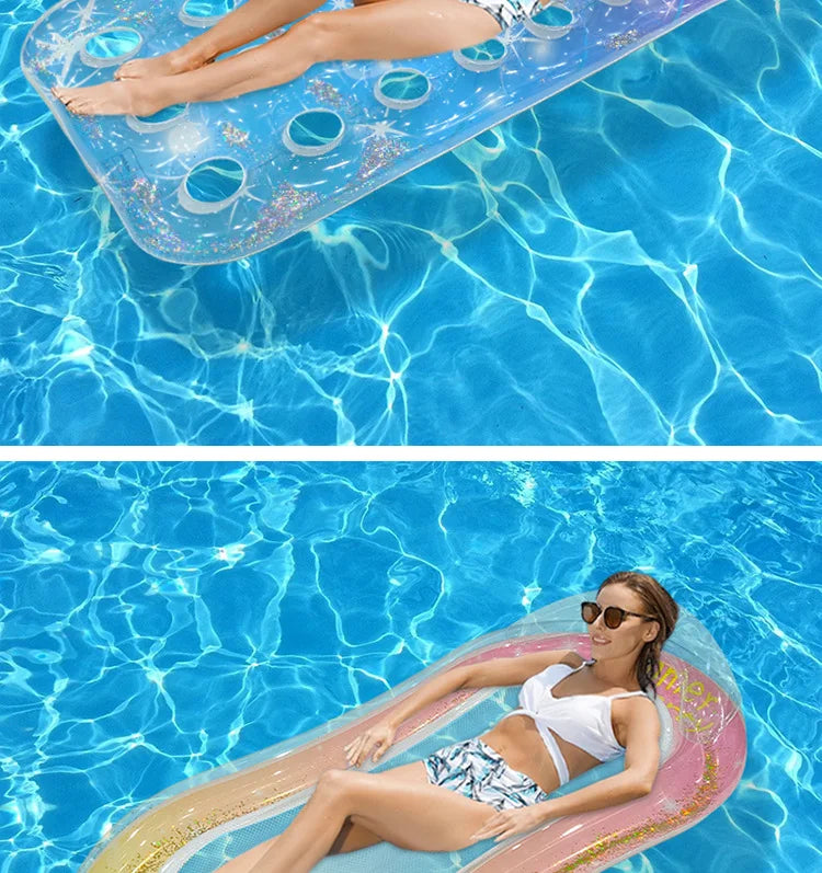 Striped Inflatable Pool Hammock for Adults