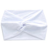 White women's elastic sports headband folded and displayed