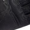 Close-up view of black half-finger anti-slip outdoor gloves with a textured grip pattern.