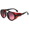 Red and black retro steampunk goggles sunglasses with gold accents