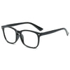 Elegant anti-blue light reading glasses with black frames shown against a white background.