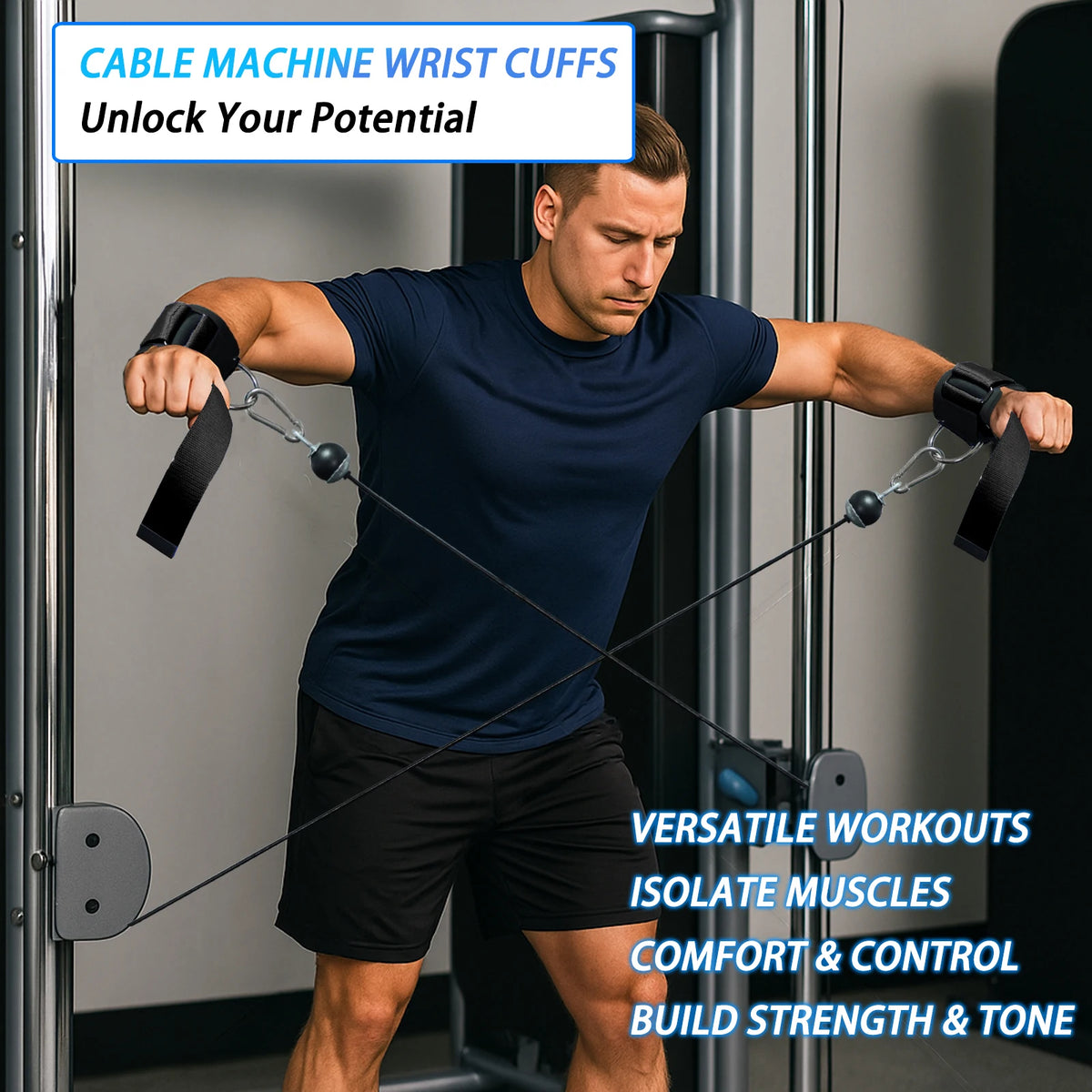 Adjustable Sliding D-Ring Wrist Cuffs for Gym Training