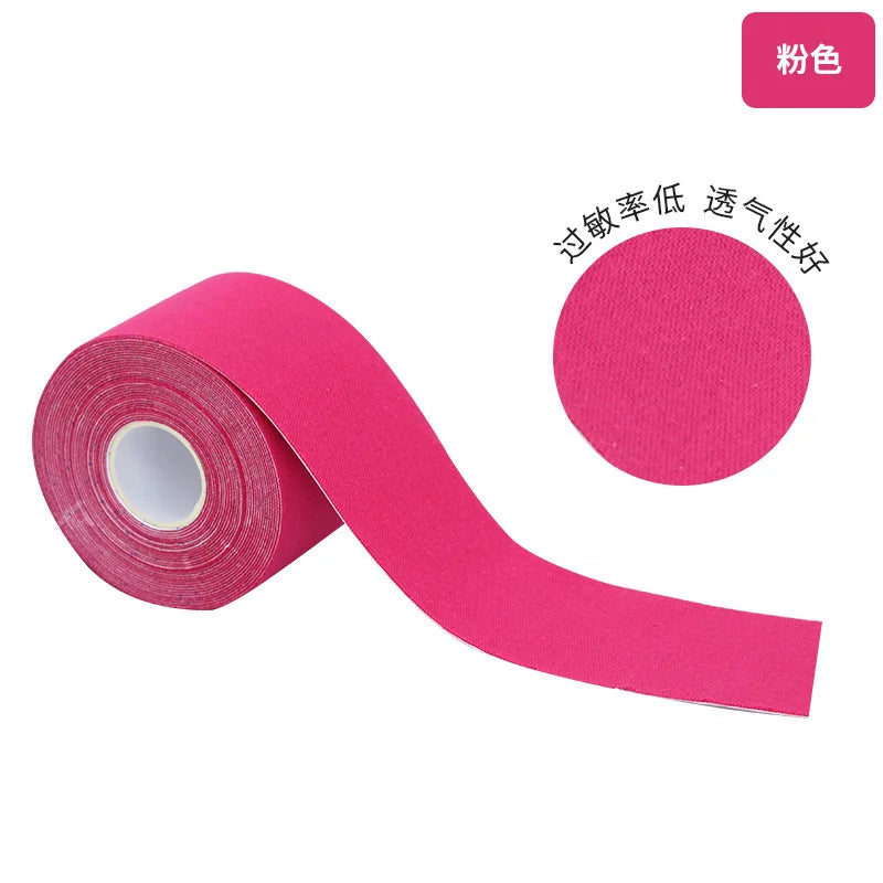 Roll of bright pink kinesiology tape for facial lifting and wrinkle reduction