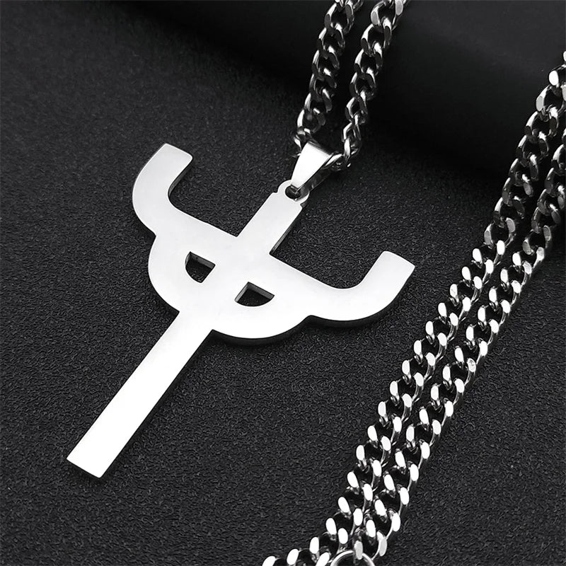 Gothic Stainless Steel Cross Pendant Necklace