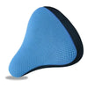 A blue and black breathable 3D mesh bicycle saddle cushion.