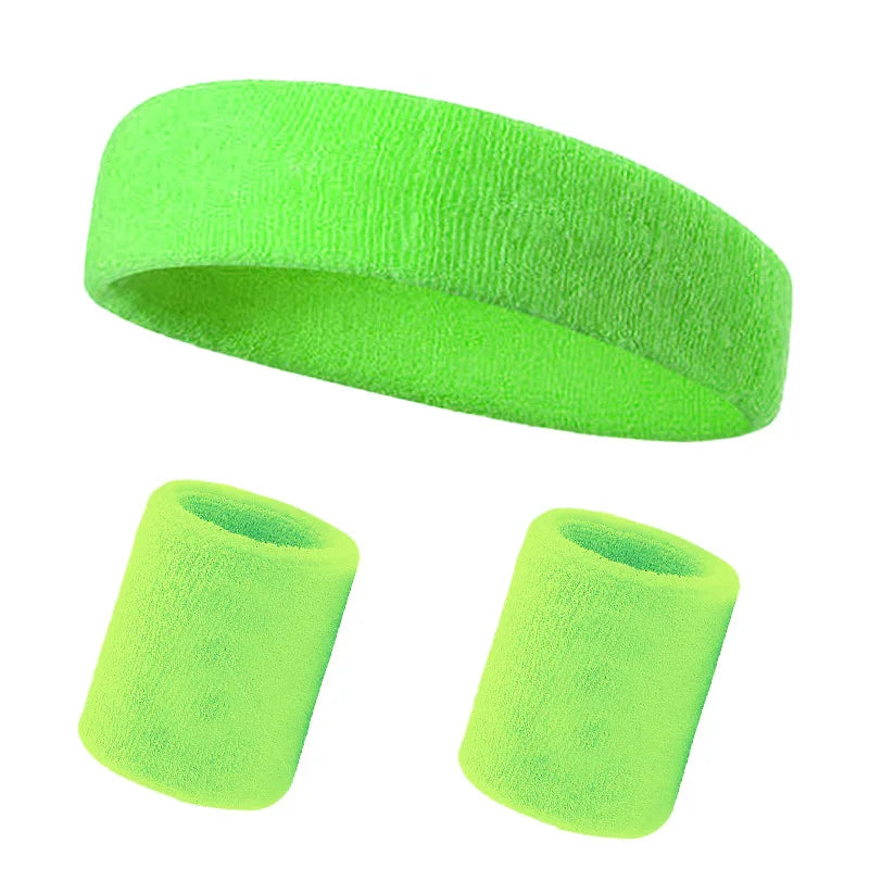 A multi-pack of bright lime green sports headbands for fitness and activity.