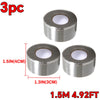 Three rolls of 1.5-inch silicone repair tape, 1.3 inches wide, for plumbing and cables.