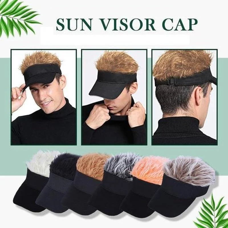 Adjustable Sun Visor with Realistic Hair Strands