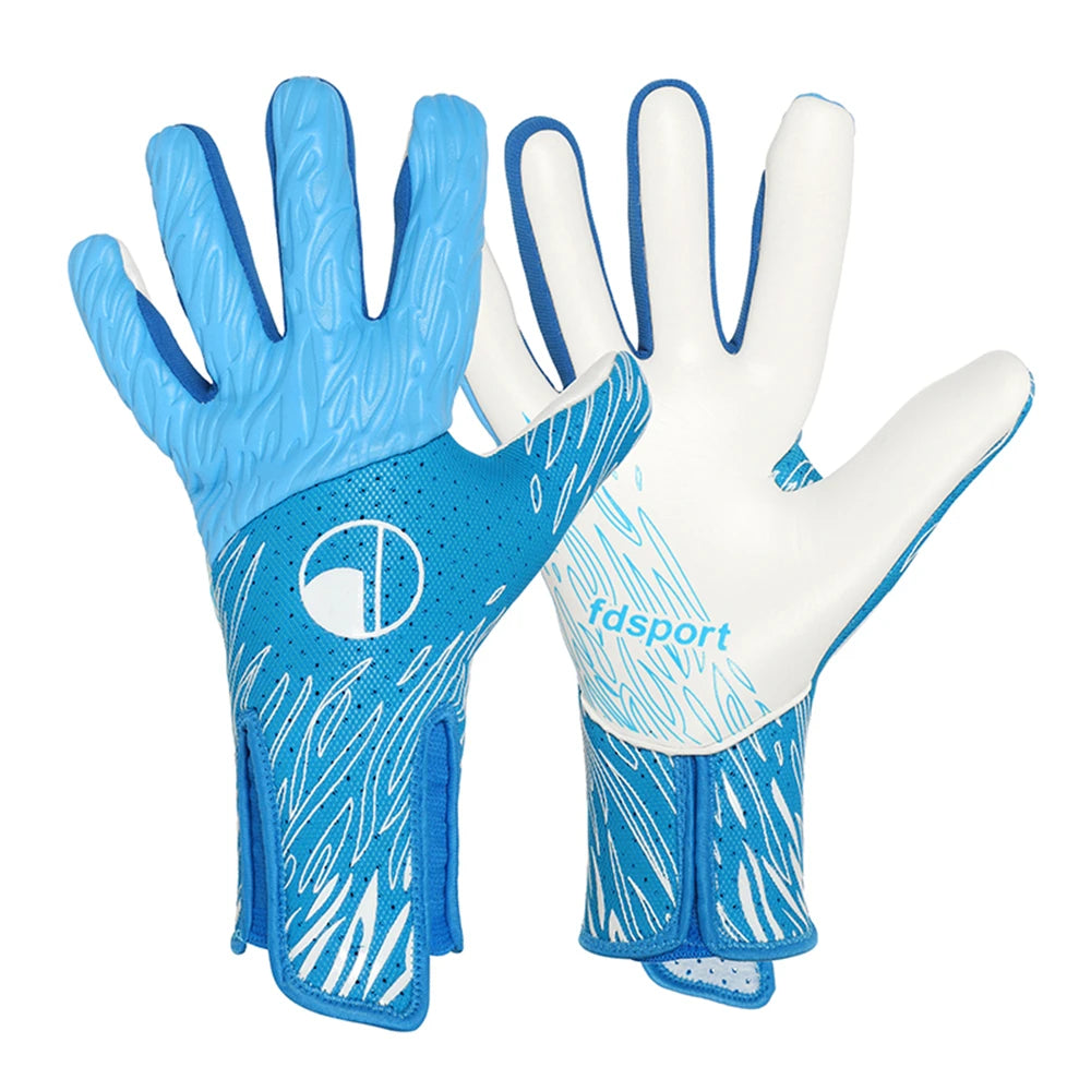 Par de guantes profesionales blancos y azules para portero de fútbol o balonmano