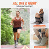 A man wearing copper infused ankle compression braces while jogging outdoors.