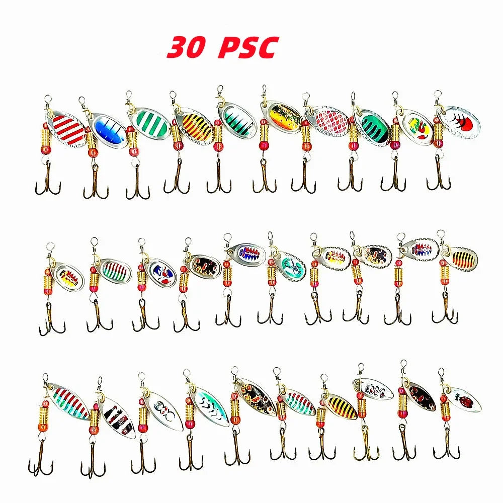 Metal Spinner Fishing Lure Kit (30 Pieces)