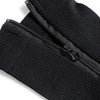 Black high elasticity compression socks with a zipper detail