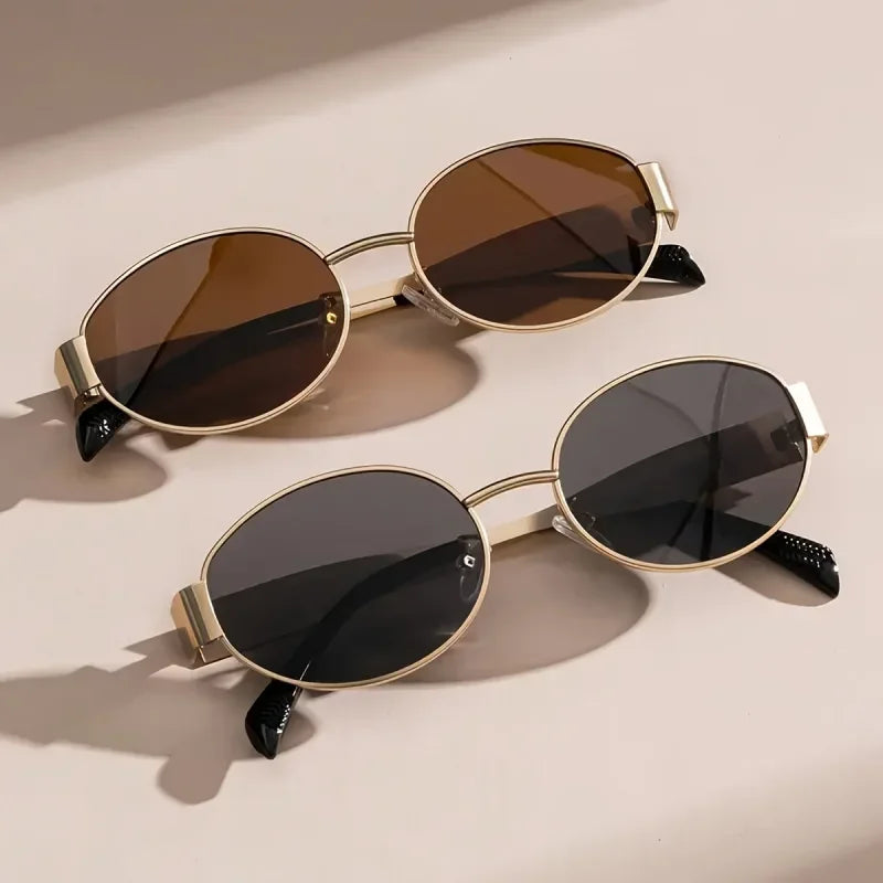 Classic Oval Metal Sunglasses with UV400 Protection