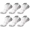 A pack of six athletic mesh ankle socks in white and gray patterns.