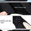 Close-up shots demonstrating the breathable fabric, velcro closure, silicone anti-slip strip, and meticulous hemming of a bla