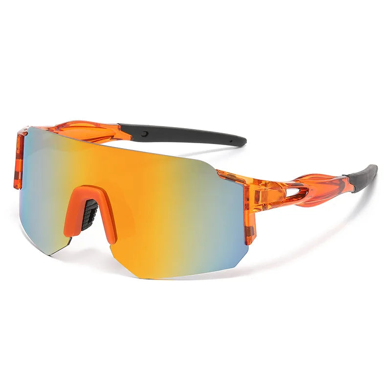 Orange-tinted, adjustable square sunglasses with black arms and orange frames.