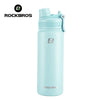 A light blue insulated stainless steel thermal water bottle with a silver cap.