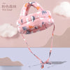Pink forest soft adjustable safety helmet for toddlers with a pink fabric and strap