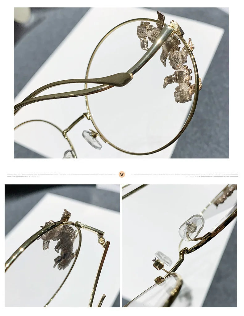 Women's Rhinestone Oversized Round Sunglasses with UV400 Protection