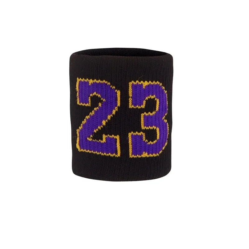 Bracelet noir avec des chiffres violets et dorés 23 tissés dans le tissu