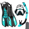 Premium 3-in-1 Snorkeling Set with Panoramic Mask, Dry Snorkel, and Adjustable Fins