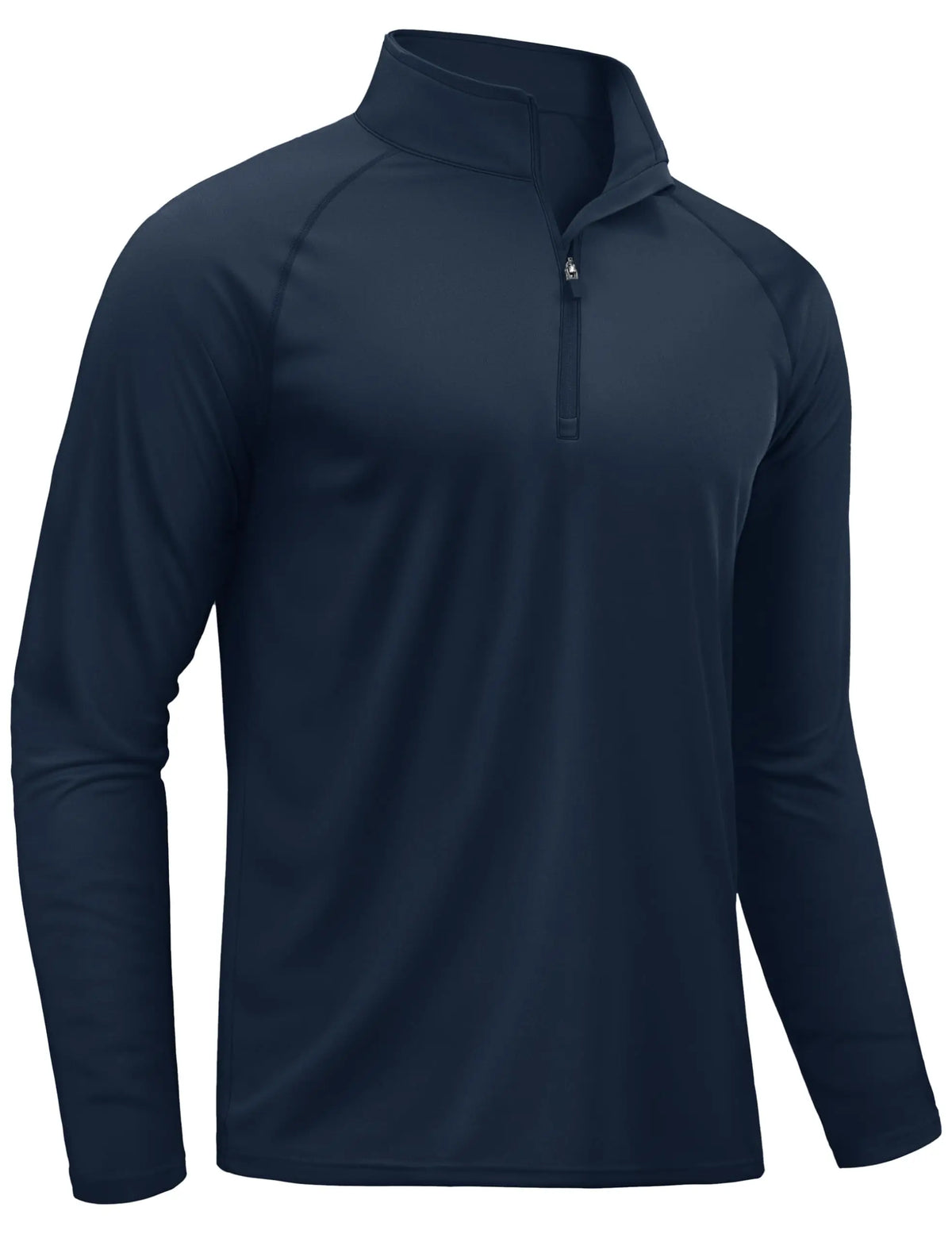 Navy blue men's lightweight UV protection long sleeve shirt shown in a front view.