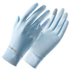 Guantes de ciclismo para proteger del sol, color azul claro, mostrados planos