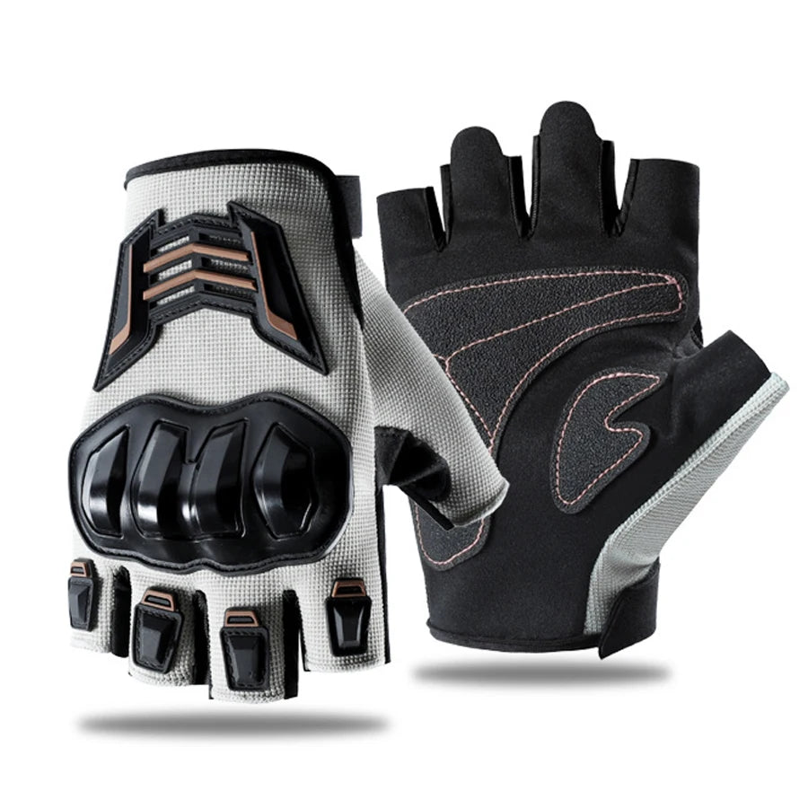 Ein Paar strapazierfähige, schwarze und graue Schutzhandschuhe für Sport und Reiten
