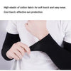 A person is wearing black, high-elastic cotton fabric arm sleeves for sun protection.