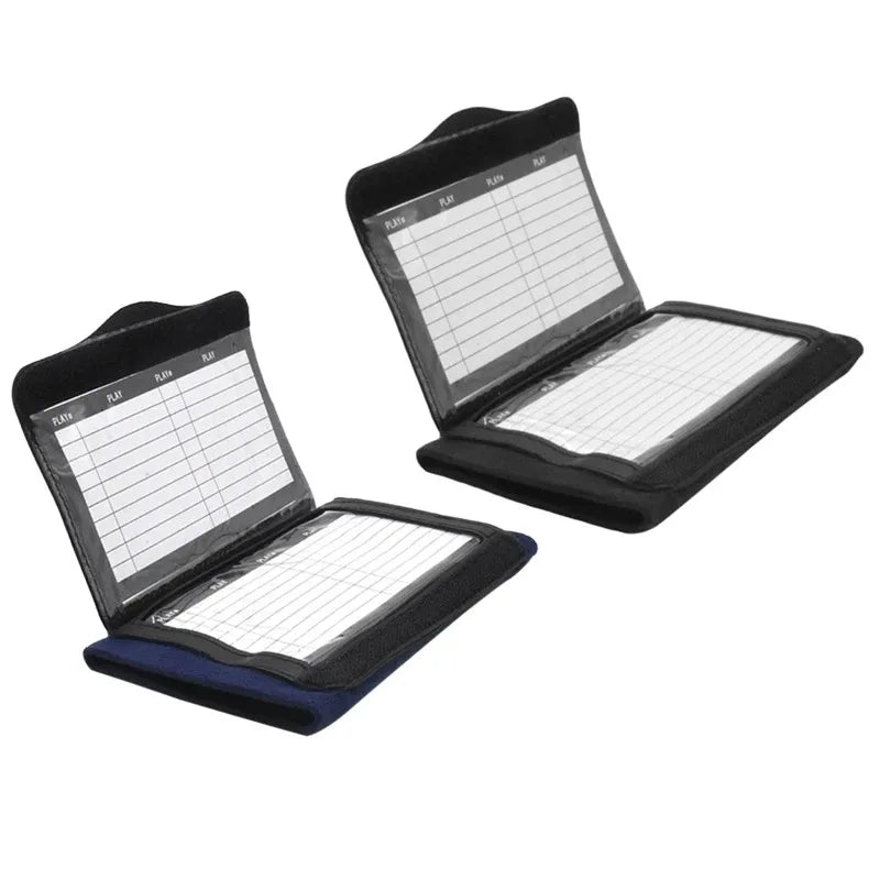 Black football training wrist guard with a clipboard cover displayed open.