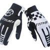 Gants de motocross noir et blanc avec la marque Fistplast visible sur la paume.
