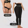 Before and after comparison showing high waisted shaping leggings for tummy and butt definition
