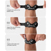 Demonstration of how to fasten and adjust an adjustable patella strap knee support for leg pain relief