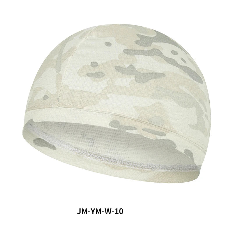 Beige und graues Tarnnetz-Skull-Cap von der Seite
