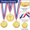 Set of gold award medals with red, white, and blue ribbons and a unique design