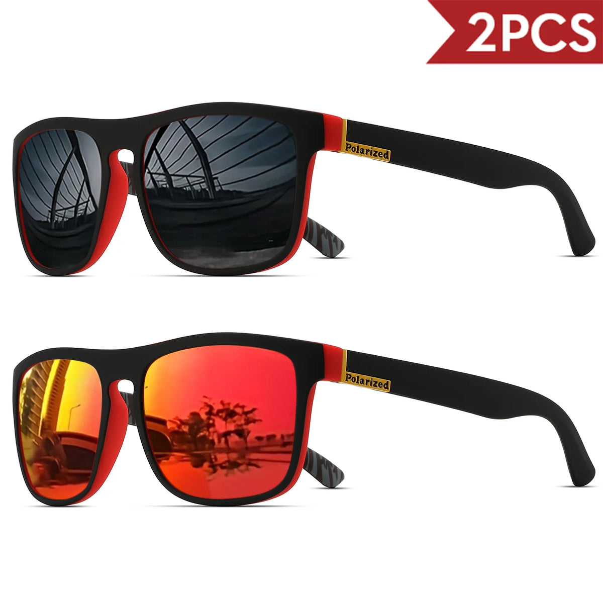 Classic Square Polarized Sunglasses - UV400 Protection for Driving, Fishing & Cycling