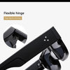 Close-up view of a black men's rivet anti-light sunglasses showing the flexible hinge mechanism.
