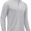 A light gray men's long sleeve shirt with a quarter-zip collar and athletic fit.