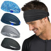 Un homme portant un bandeau de sport noir élastique, avec diverses options bleues et grises affichées à proximité.